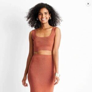 Target Future Collective Jenny K. Lopez Metallic Rust Cropped Top and Skirt Set